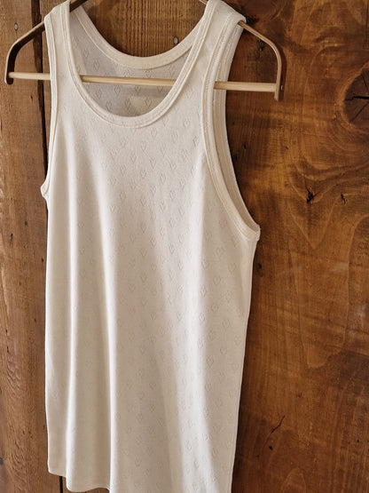 Pointelle hearts organic cotton tank top