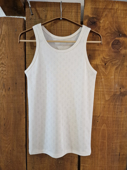 Pointelle hearts organic cotton tank top