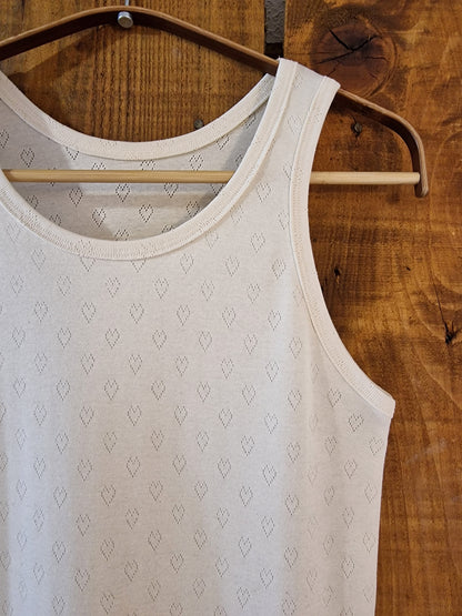 Pointelle hearts organic cotton tank top