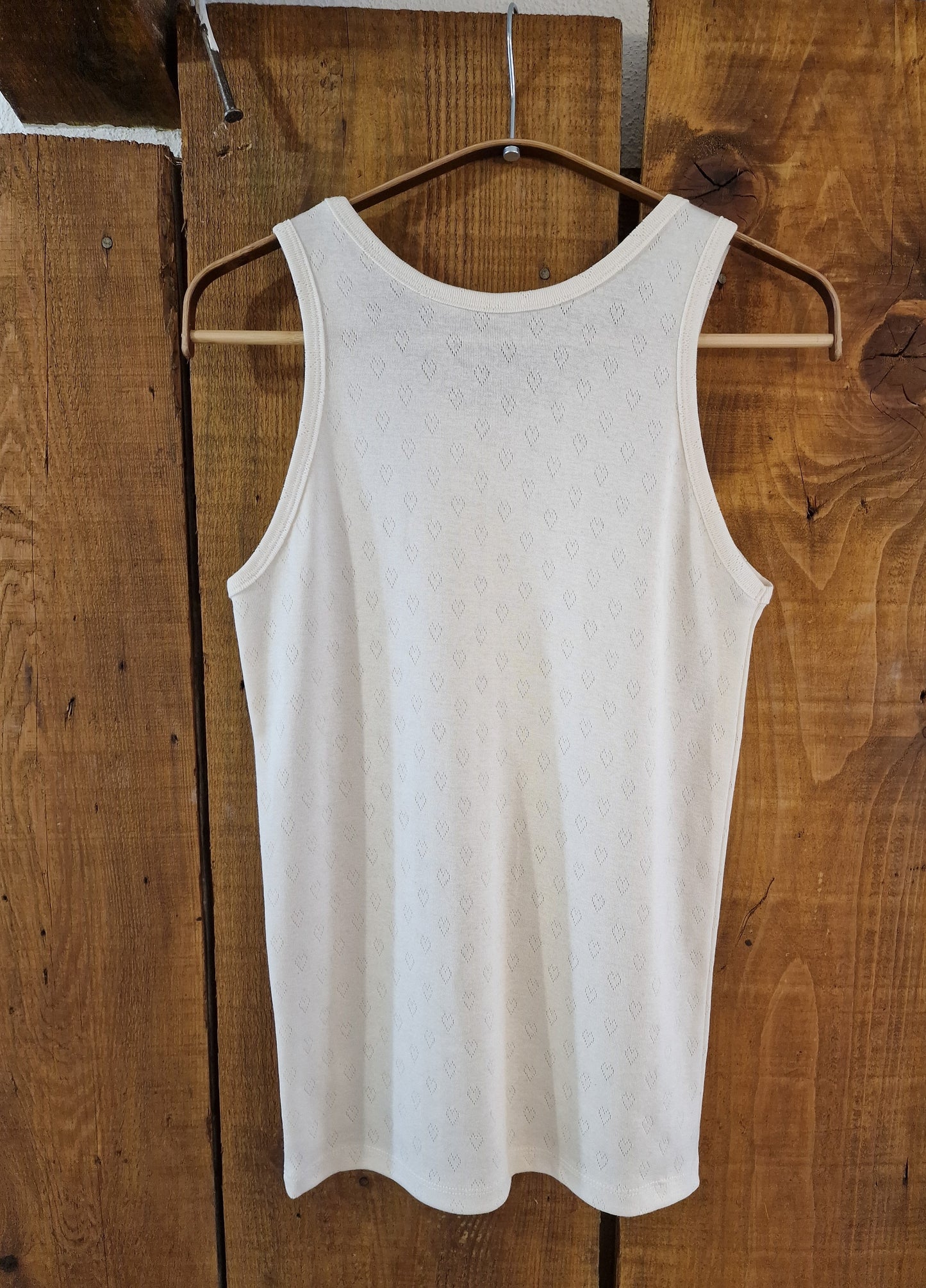 Pointelle hearts organic cotton tank top