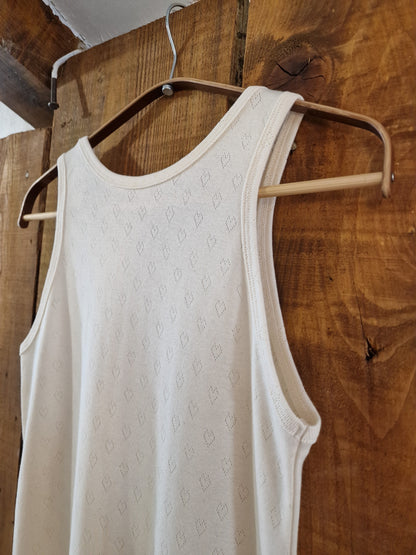 Pointelle hearts organic cotton tank top